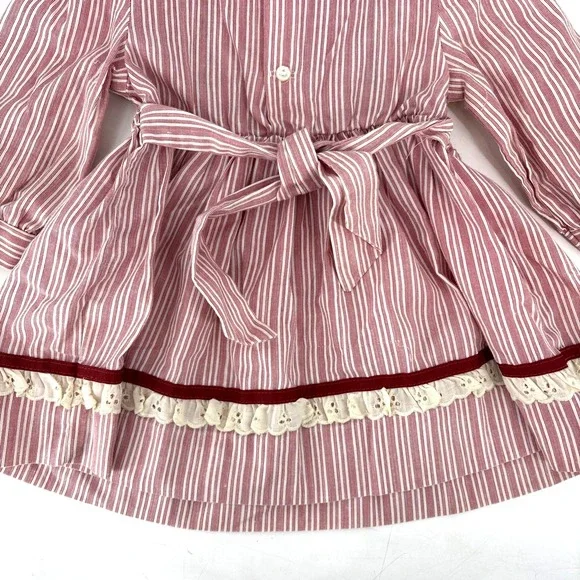 Vintage Polly Flinders Dress Smocked Child Baby 2T Red Lace Embroidered - Picture 12 of 12